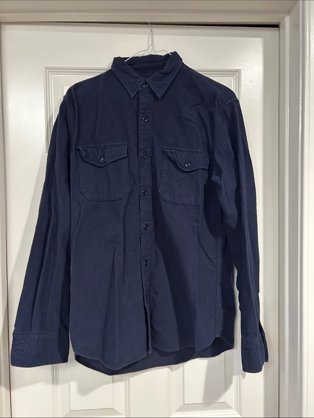 J. Crew Flannel Men's Long-Sleeve Navy Button-Up Shirt